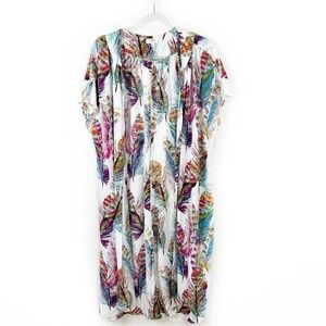 Umgee USA Feather Print Collared Button Down Shirt Women's Size M